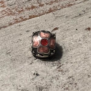 Pandora Sterling Silver Pink Enamel Flower Charm
